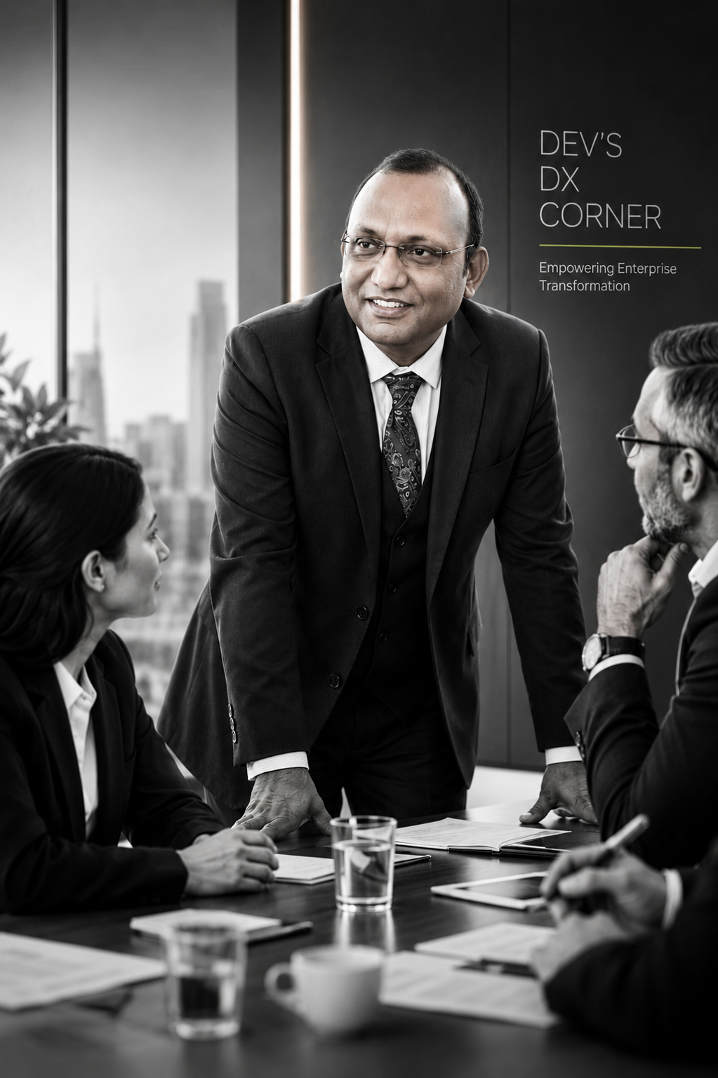 Devendra Kumar leading an executive boardroom discussion